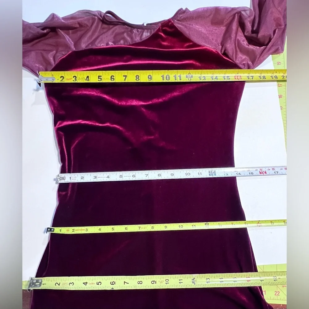Cranberry velvet bodysuit one piece unitard leotard long sleeve pants jumpsuit - Picture 10 of 12